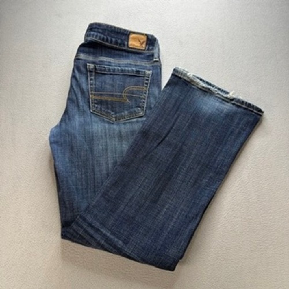 American Eagle‎ Favorite Boyfriend Stretch Jeans Relaxed Fit 10 Blue Faded Denim